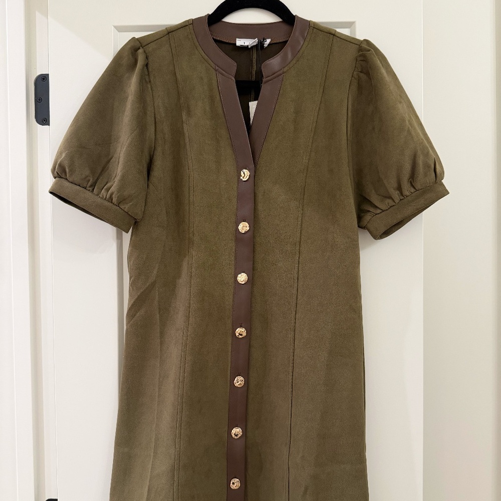 THML Puff Sleeve V Neck Dress